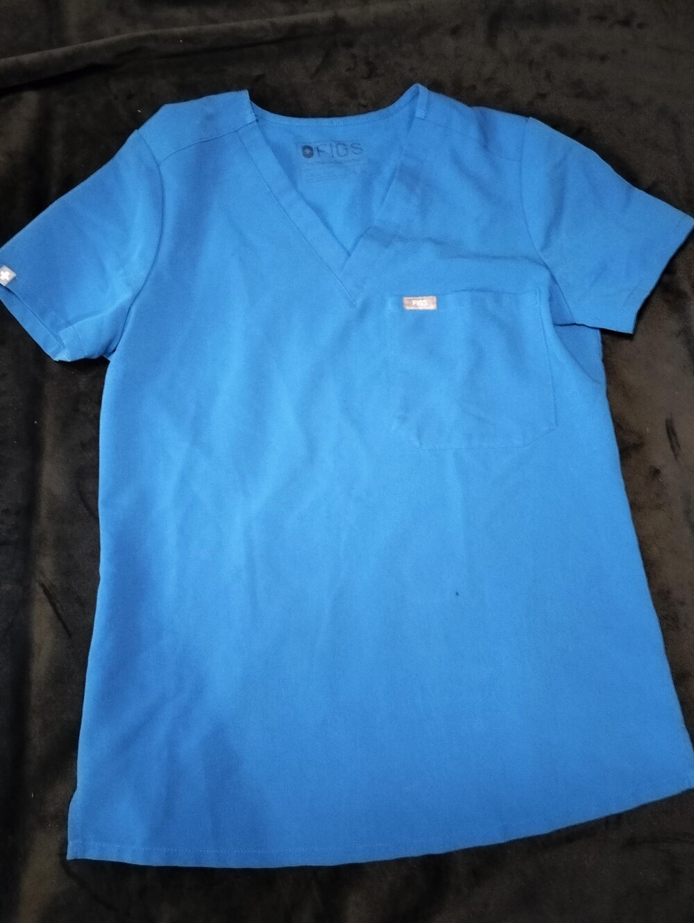 EUC Figs Technical Collection Catarina 1 pocket V-Neck Scrub Top FionX Blue XS